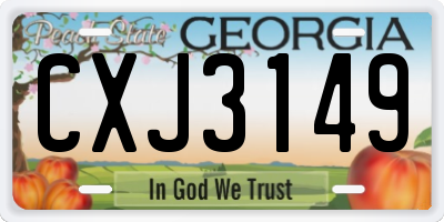 GA license plate CXJ3149