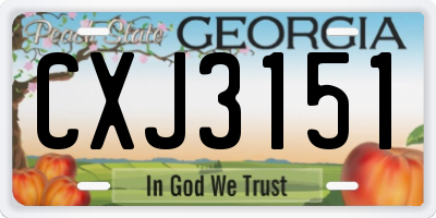 GA license plate CXJ3151