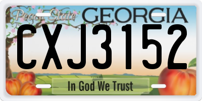 GA license plate CXJ3152