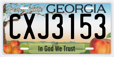GA license plate CXJ3153