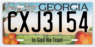 GA license plate CXJ3154