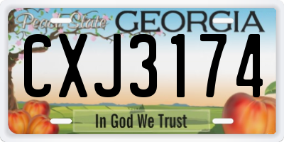 GA license plate CXJ3174