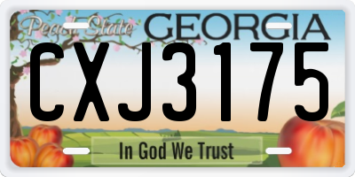 GA license plate CXJ3175