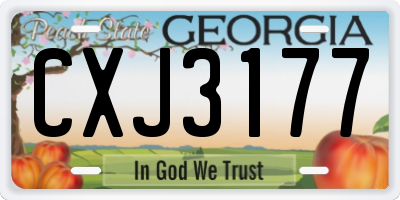 GA license plate CXJ3177