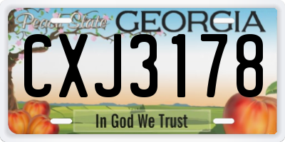 GA license plate CXJ3178
