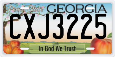 GA license plate CXJ3225