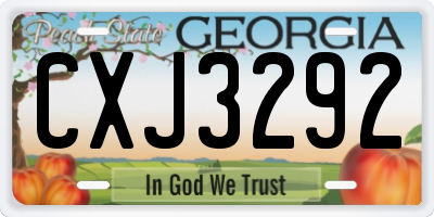 GA license plate CXJ3292