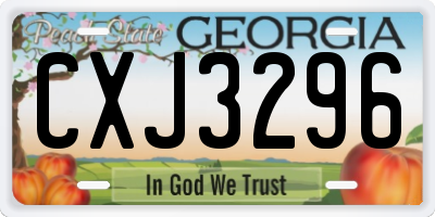 GA license plate CXJ3296