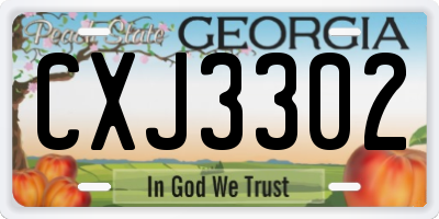 GA license plate CXJ3302