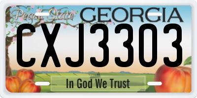 GA license plate CXJ3303