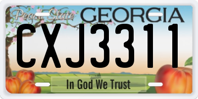 GA license plate CXJ3311