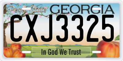 GA license plate CXJ3325