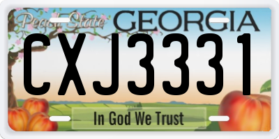 GA license plate CXJ3331