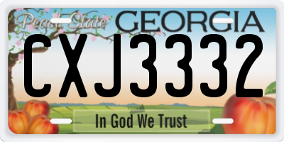 GA license plate CXJ3332