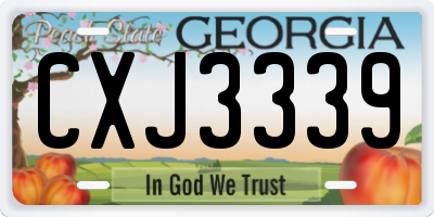 GA license plate CXJ3339