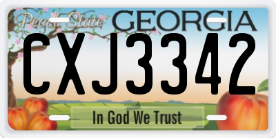 GA license plate CXJ3342