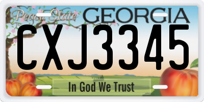 GA license plate CXJ3345