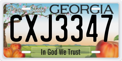 GA license plate CXJ3347