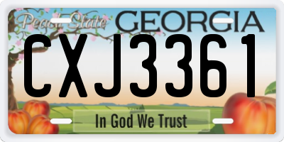 GA license plate CXJ3361