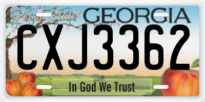 GA license plate CXJ3362