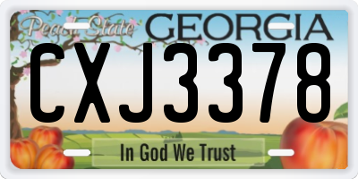 GA license plate CXJ3378