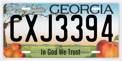 GA license plate CXJ3394