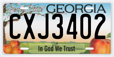 GA license plate CXJ3402