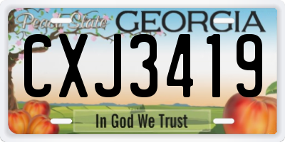 GA license plate CXJ3419