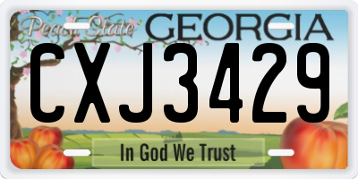 GA license plate CXJ3429