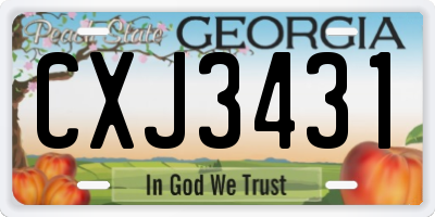 GA license plate CXJ3431