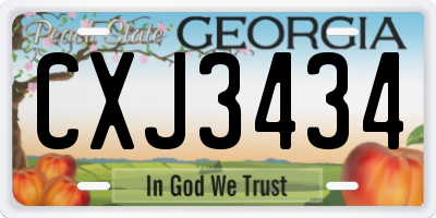 GA license plate CXJ3434