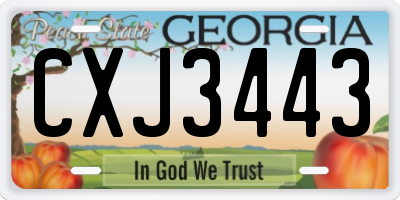 GA license plate CXJ3443