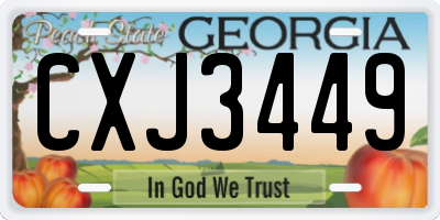 GA license plate CXJ3449