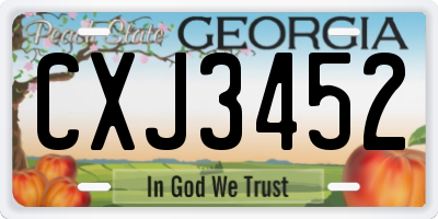 GA license plate CXJ3452