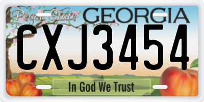 GA license plate CXJ3454