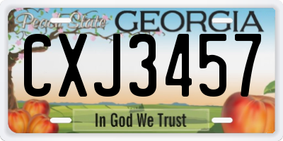 GA license plate CXJ3457