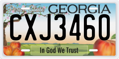 GA license plate CXJ3460