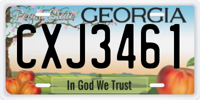 GA license plate CXJ3461