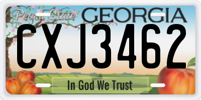 GA license plate CXJ3462