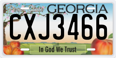 GA license plate CXJ3466