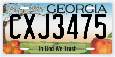 GA license plate CXJ3475