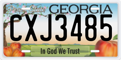 GA license plate CXJ3485