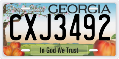 GA license plate CXJ3492