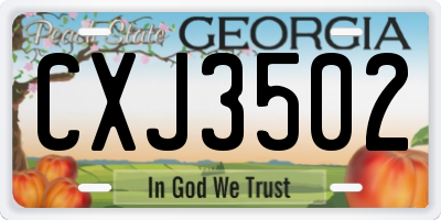 GA license plate CXJ3502