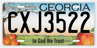GA license plate CXJ3522