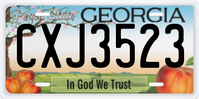 GA license plate CXJ3523