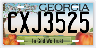 GA license plate CXJ3525