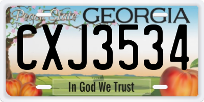 GA license plate CXJ3534