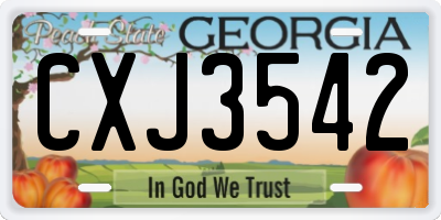 GA license plate CXJ3542