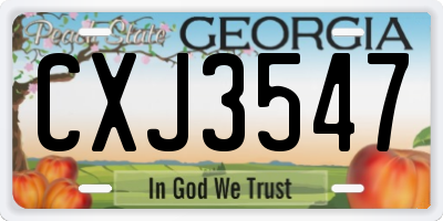 GA license plate CXJ3547